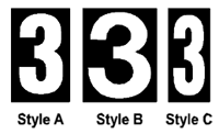 Gas Pricing Numerals Reverse Copy Styles A, B, C